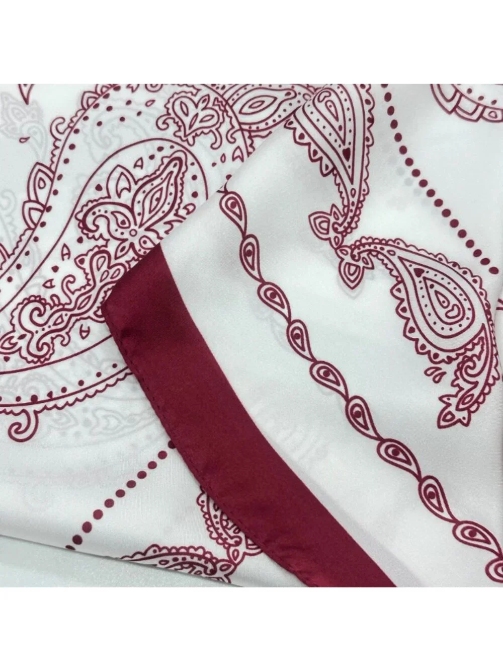 ❤️Elegant Bandana Square Scarf Silky Satin Beige Pink  Floral Paisley Versatile